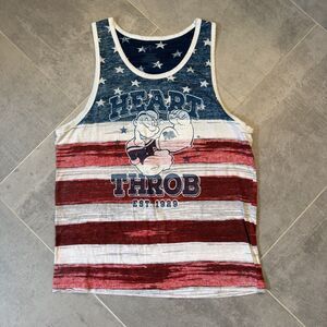 Universal Studios Popeye Heart Throb Est. 1929 Tank Top Large USA Red White